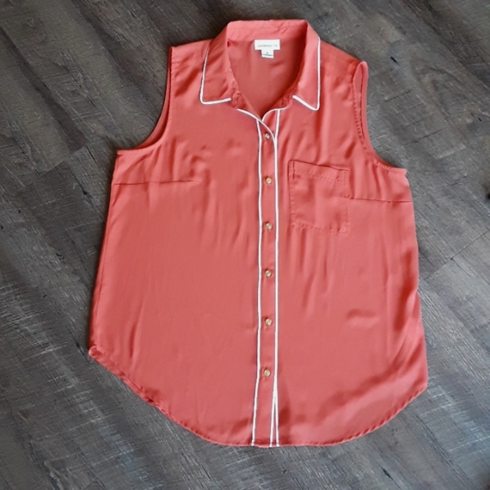 Liz Claiborne Coral Polyester Sleeveless Shirt